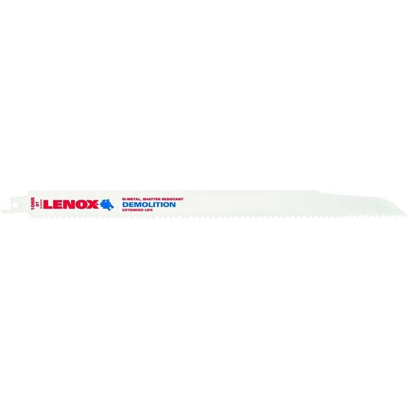 Lenox 20500106R Reciprocating Saw Blade, 1 in W, 12 in L, 6 TPI, Bi-Metal Cutting Edge