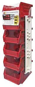 Quantum Storage Systems RQUS210RD Stackable and Hang Bin, Polypropylene, Red, 5-3/8 in L, 4-3/4 in W, 3 in H