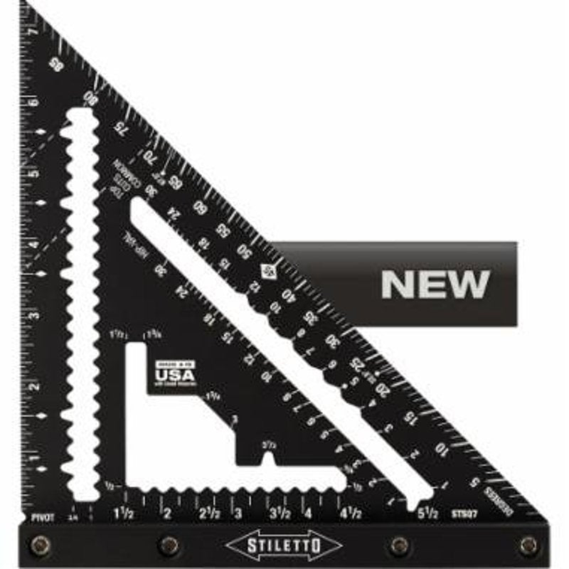 Stiletto STSQ7 Carpenter Square, 1/16 in Graduation, Aluminum, 7 in L, 1 in W