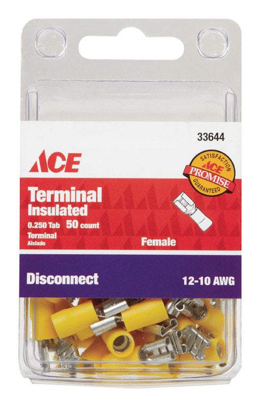 Ace 12-10 AWG AWG Insulated Wire Female Disconnect Yellow 50 pk
