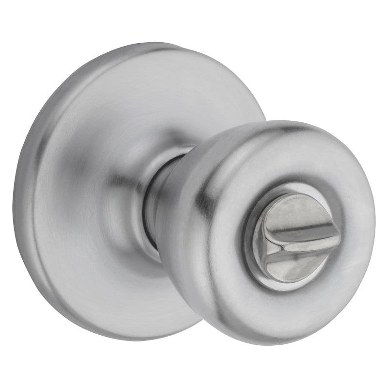 Kwikset 300T26D 6AL RCS Privacy Door Knob, 1-7/8 in Dia Knob, Metal, Satin Chrome