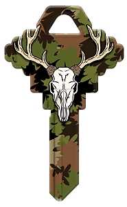 Hy-Ko 15005SC1-DEER Key Blank, Deer with Camo, Brass, For: Schlage SC1 Keyways, SC1 Key Number, Pack of 5
