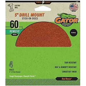 Gator 3002 Sanding Disc, 5 in Dia, 60 Grit, Coarse, Aluminum Oxide Abrasive