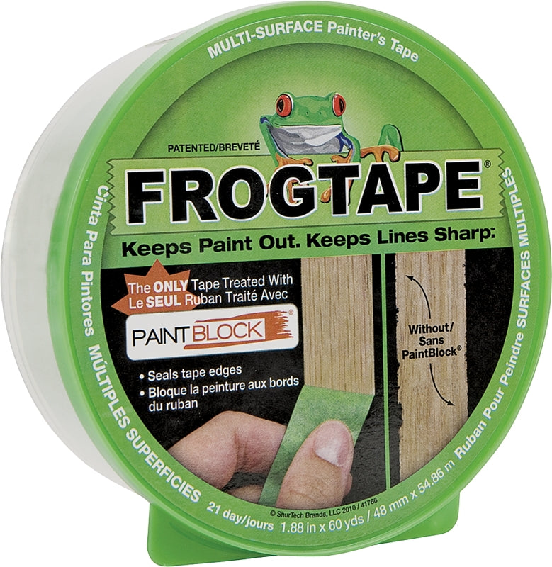 FrogTape 157900 Multi-Surface Premium-Grade Painter's Tape, 55 m L, 48 mm W, Crepe Backing, Green