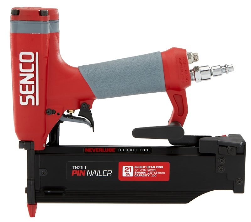 Senco TN21L1 Pin Nailer, 200 Magazine, Straight Collation, Strip Collation, 3/5 to 2 in Fastener, 1.1 scfm Air