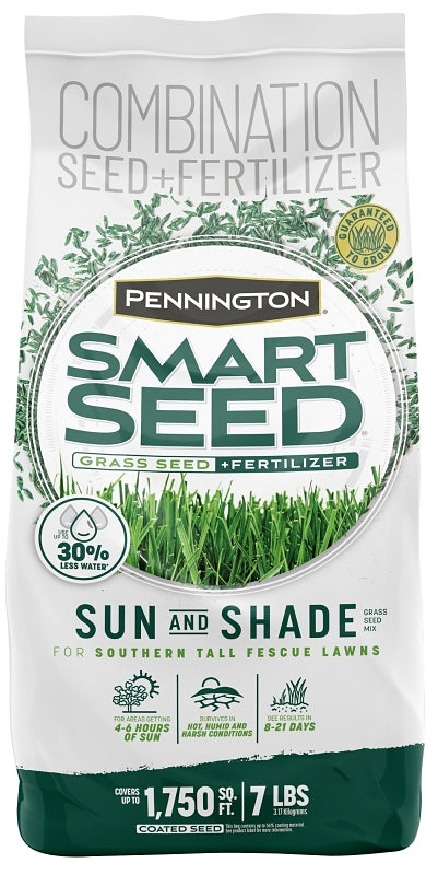 Pennington SMART SEED 100543723 Grass Seed and Fertilizer Mix, 7 lb Bag