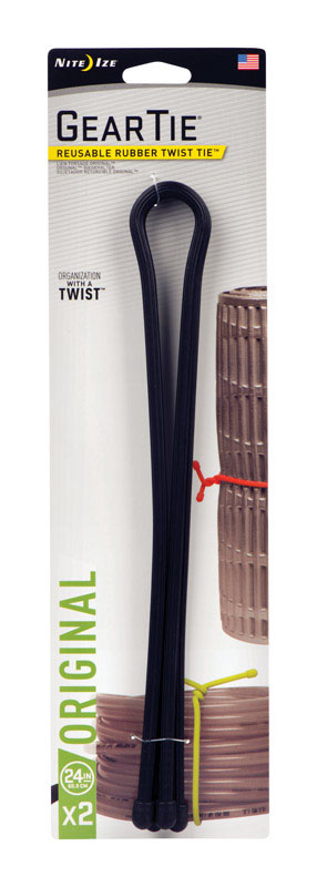 Nite Ize Gear Tie 24 in. L Black Twist Ties 2 pk