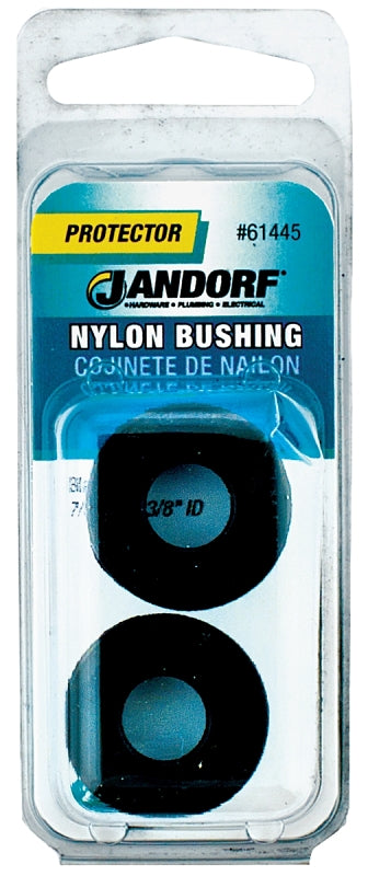 Jandorf 61445 Conduit Bushing, Nylon, Black, 3/8 in Dia Panel Hole, 0.406 in Thick Panel