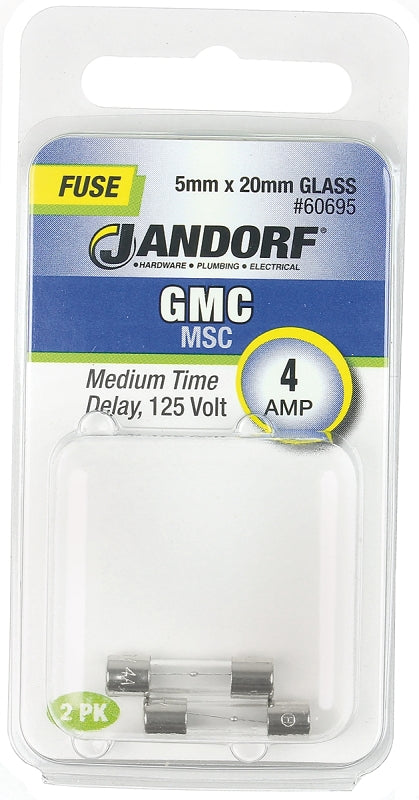 Jandorf 60695 Time Delay Fuse, 4 A, 125 V, 10 kA Interrupt, Glass Body