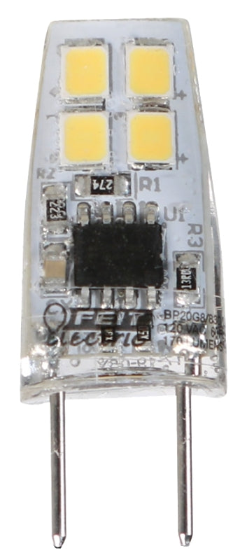 Feit Electric BP20G8/830/LED LED Bulb, Specialty, T4 Lamp, 20 W Equivalent, G8 Lamp Base, Dimmable, Clear, Warm White