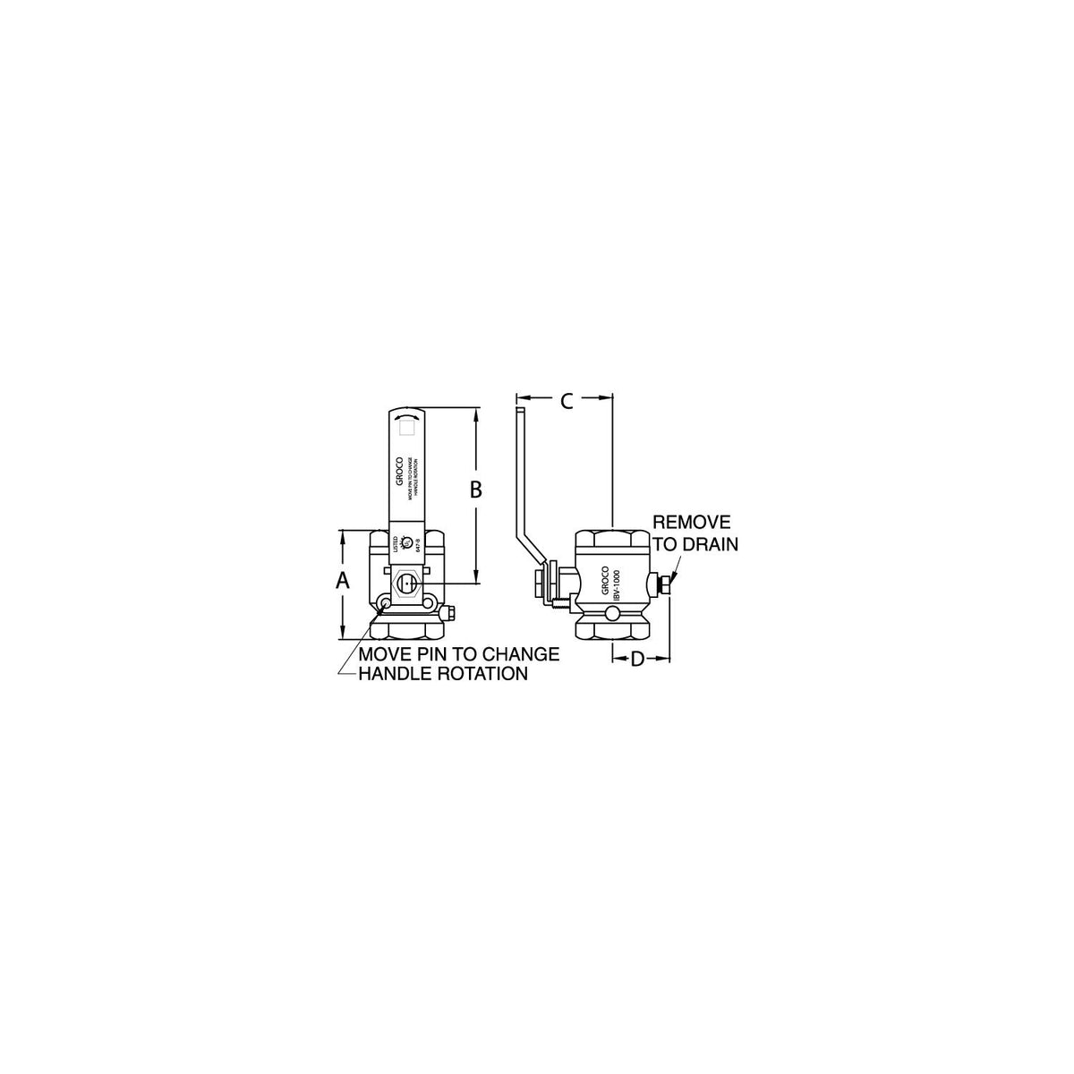 Groco IBV750 Bronze Full-Flow In-Line Ball Valve