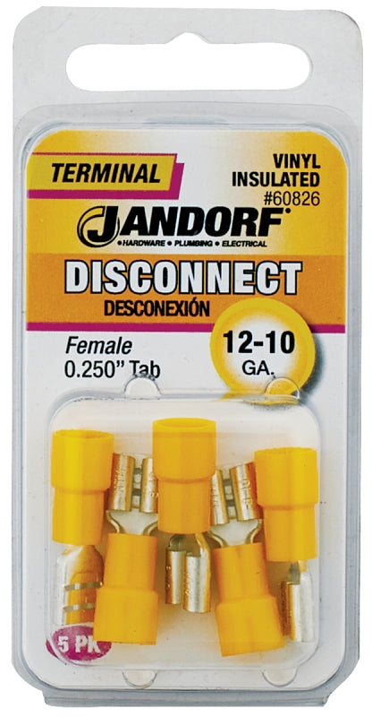 Jandorf 60826 Disconnect Terminal, 12 to 10 AWG Wire, Vinyl Insulation, Copper Contact
