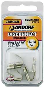 Jandorf 60875 Disconnect Terminal, 16 to 14 AWG Wire, Tin, Copper, 5/PK
