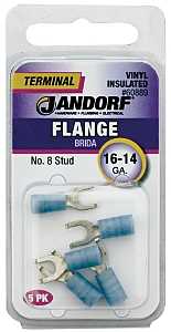 Jandorf 60833 Ring Terminal, 12 to 10 AWG Wire, #8 Stud, Copper Contact