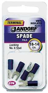 Jandorf 60971 Ring Terminal, 22 to 18 AWG Wire, 3/8 in Stud, Copper Contact