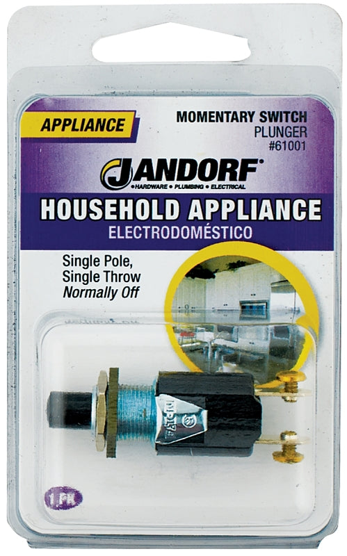 Jandorf 61001 Switch, 0.25/0.75 A, 125/250 V, SPST, Screw Terminal, Black/Silver