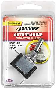 Jandorf 61110 Switch, 20 A, 12 VDC, SPST, Tab Terminal, Red