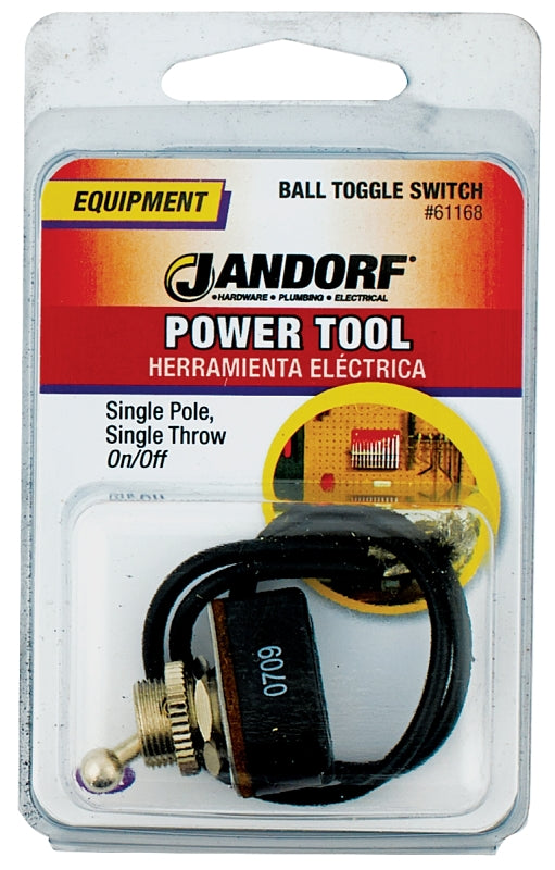 Jandorf 61168 Switch, 3/6 A, 125/250 V, SPST, Lead Wire Terminal, Brass