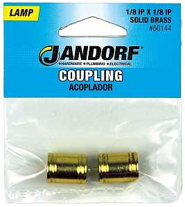 Jandorf 60144 Lamp Coupling, Specifications: 1/8 IP x 1/8 IP Thread, Brass
