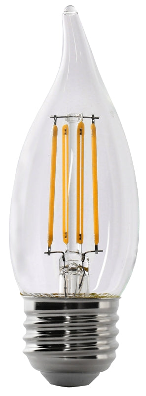 Feit Electric BPEFC40/927CA/FIL/2 Filament LED Bulb, Decorative, BA10 Lamp, 40 W Equivalent, E26 Medium Lamp Base, Clear
