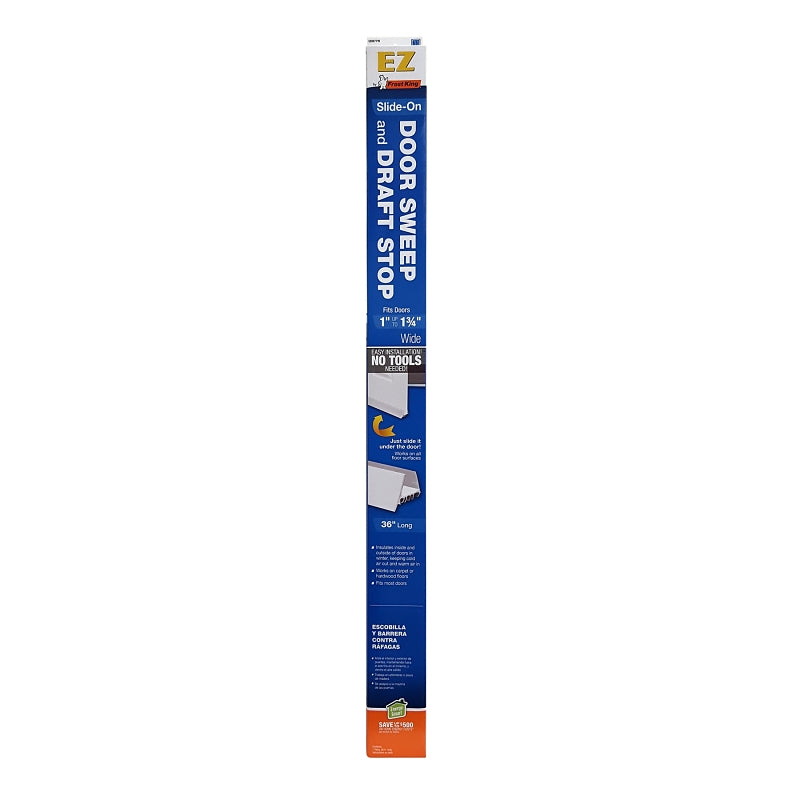Frost King UBD77W Door Sweep, 36 in L, 1-3/4 in W, PVC Insert