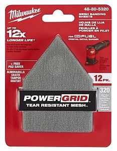 Milwaukee 48-80-5320 Mesh Sanding Sheet, 3-5/8 in W, 3-3/4 in L, 320 Grit, Extra Fine, Aluminum Oxide Abrasive, Pack of 3