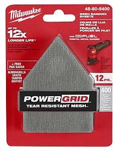 Milwaukee 48-80-5400 Mesh Sanding Sheet, 3-5/8 in W, 3-3/4 in L, 400 Grit, Extra Fine, Aluminum Oxide Abrasive, Pack of 3