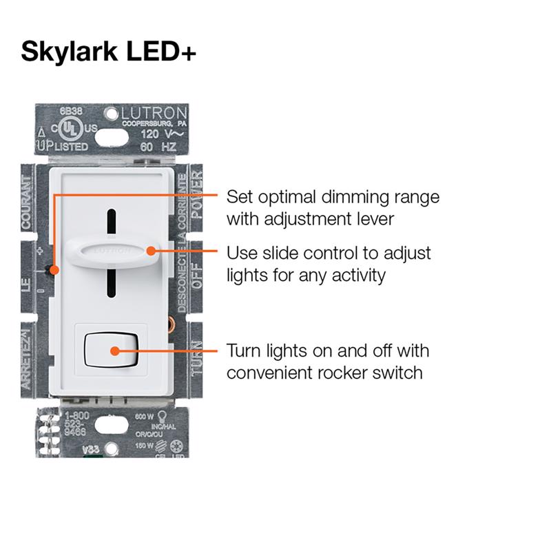 Lutron Skylark Ivory 150 W 3-Way Dimmer Switch 1 pk