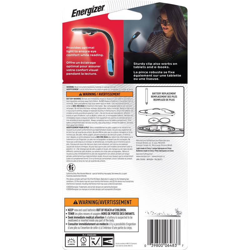 Energizer 11 lm Black/Yellow LED Clip Light CR2032 Battery