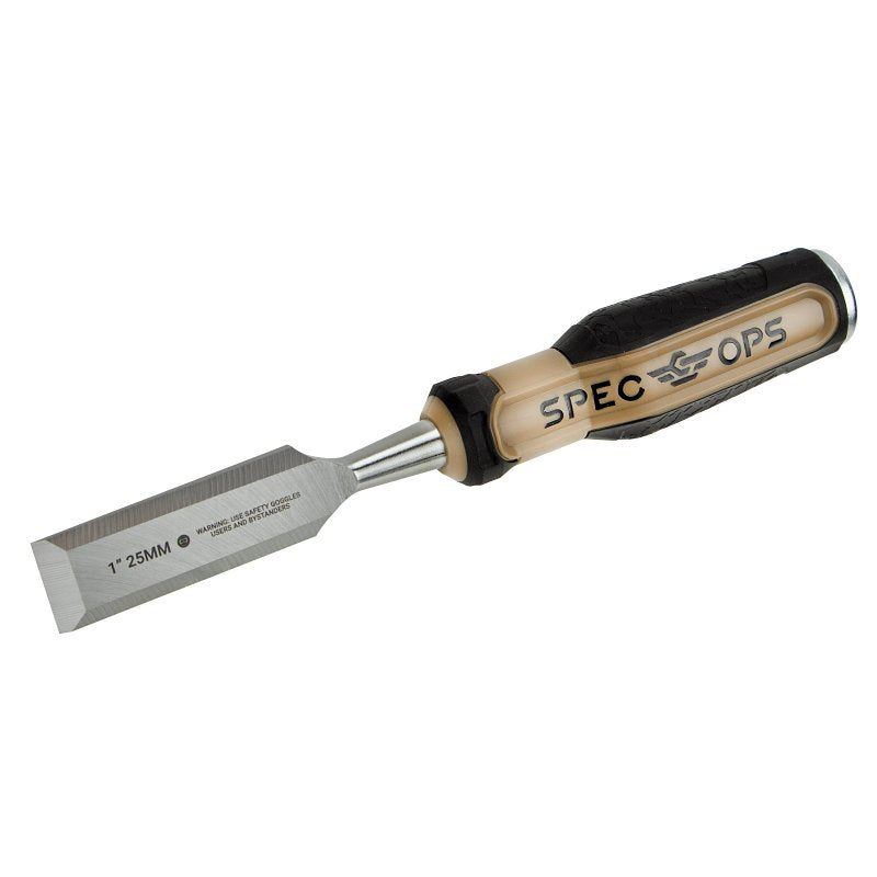 Spec Ops SPEC-C1-1 Bevel Edge Chisel, 1 in Tip, 9-1/8 in OAL, HCS Blade, Shock-Absorbing Handle
