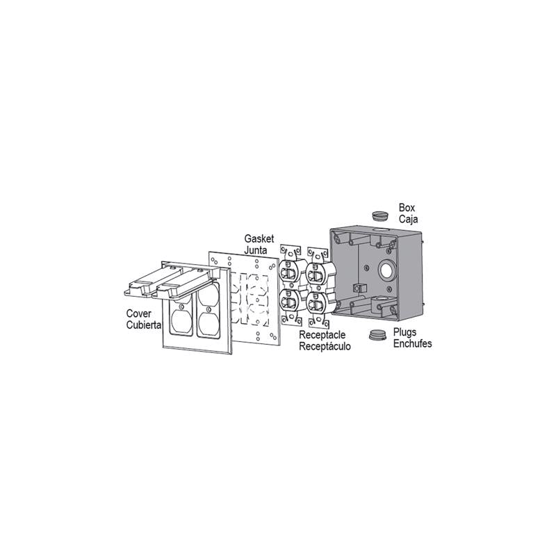 Sigma Engineered Solutions New Work 31 cu in Square Die-Cast Metal 2 gang Weatherproof Box Gray