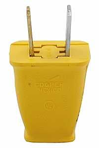 Eaton Wiring Devices SA540GD Electrical Plug, Polarized, Spring Action, 21/64 in, 2-Pole, 15 A, 125 V, Yellow