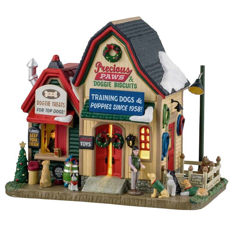 Lemax 45275 Christmas Decor, 6.69 in H, Precious Paws and Doggie Biscuits, Porcelain, LED, Pack of 4