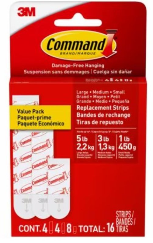 Command 17200CL Refill Strip, Includes: (8) Small and (4) Large Strips
