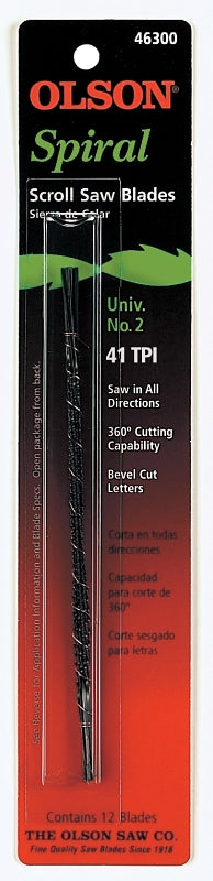 Olson SP46300 Scroll Saw Blade, Spiral Teeth, 41 TPI, 5 in L