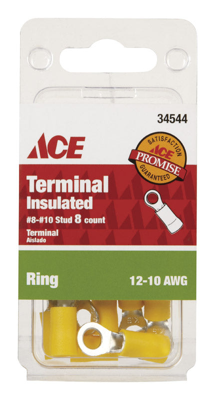 Ace Insulated Wire Ring Terminal Yellow 8 pk