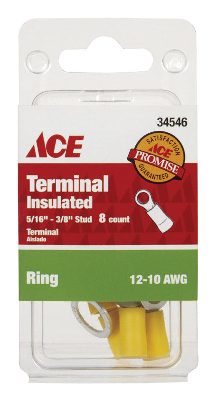 Ace Insulated Wire Ring Terminal Yellow 8 pk