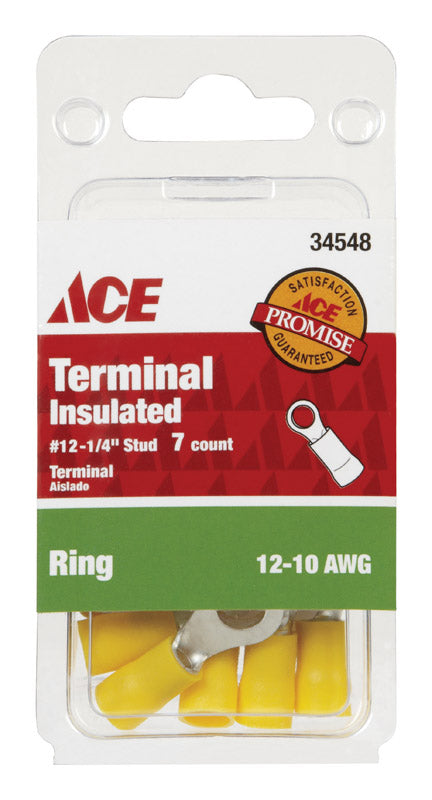 Ace Insulated Wire Ring Terminal Yellow 7 pk