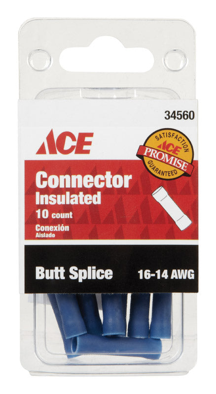 Ace Insulated Wire Butt Connector Blue 10 pk