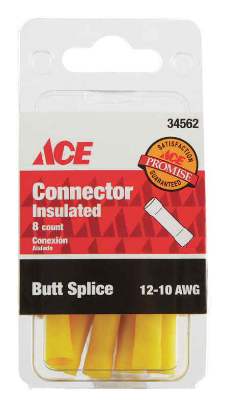 Ace Insulated Wire Butt Connector Yellow 8 pk