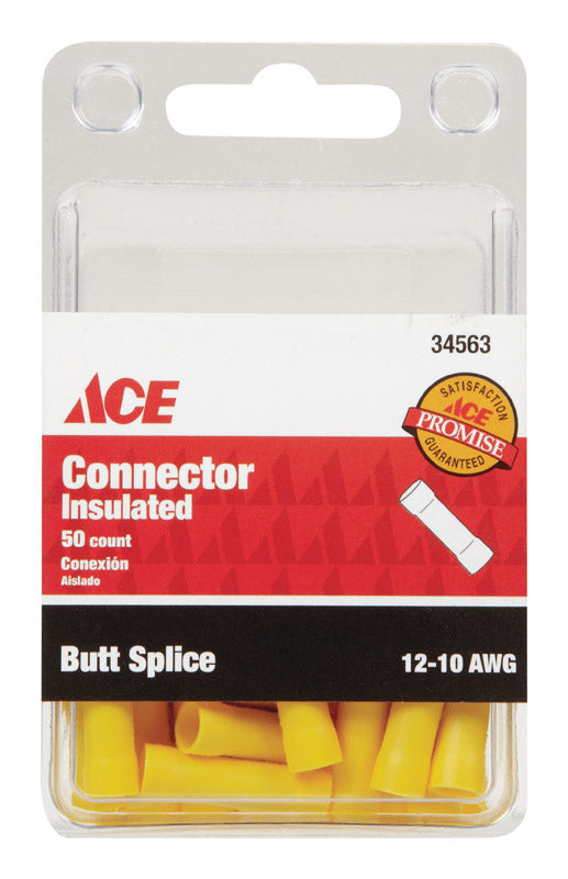 Ace Insulated Wire Butt Connector Yellow 50 pk