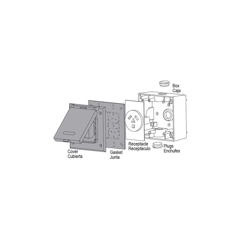 Sigma Engineered Solutions Square Die-Cast Metal 2 gang 4.57 in. H X 2.83 in. W 20/50 Amp Receptacle