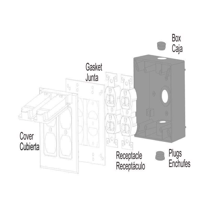 Sigma Engineered Solutions New Work 31 cu in Square Metallic 2 gang Weatherproof Box Gray