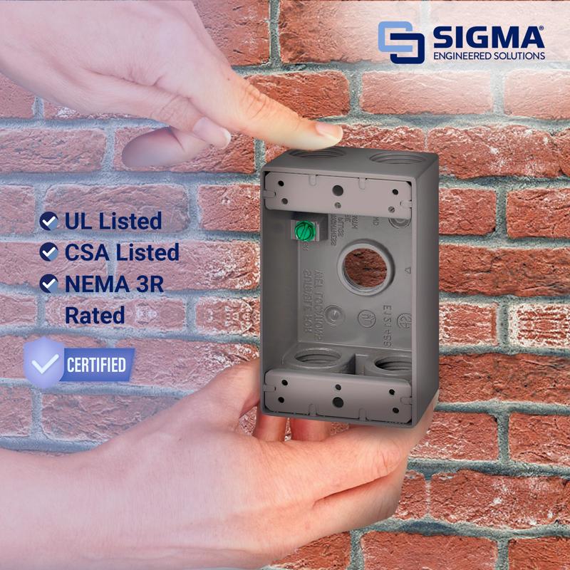 Sigma Engineered Solutions New Work 18.3 cu in Rectangle Metallic 1 gang Weatherproof Box Gray