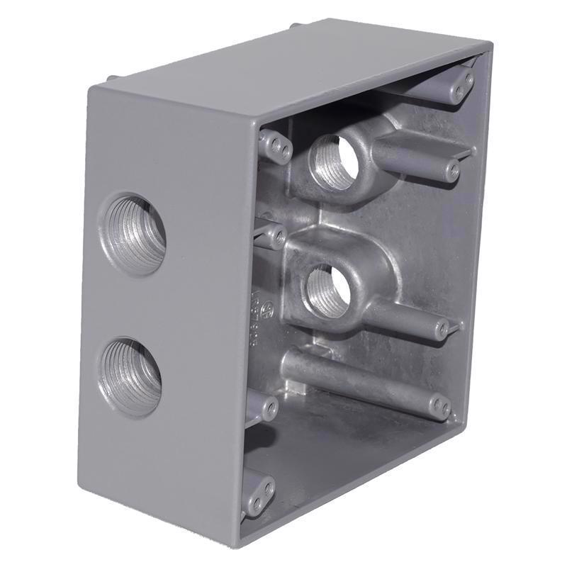 Sigma Engineered Solutions New Work 31 cu in Square Metallic 2 gang Weatherproof Box Gray