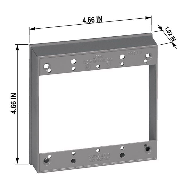 Sigma Engineered Solutions New Work 16 cu in Square Metallic Extension Ring Gray