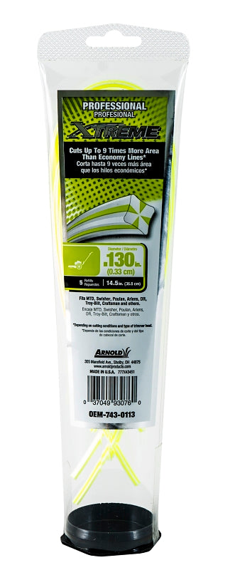 Arnold OEM-743-0113 Trimmer Line, 0.13 in Dia, Co-Polymer, Yellow