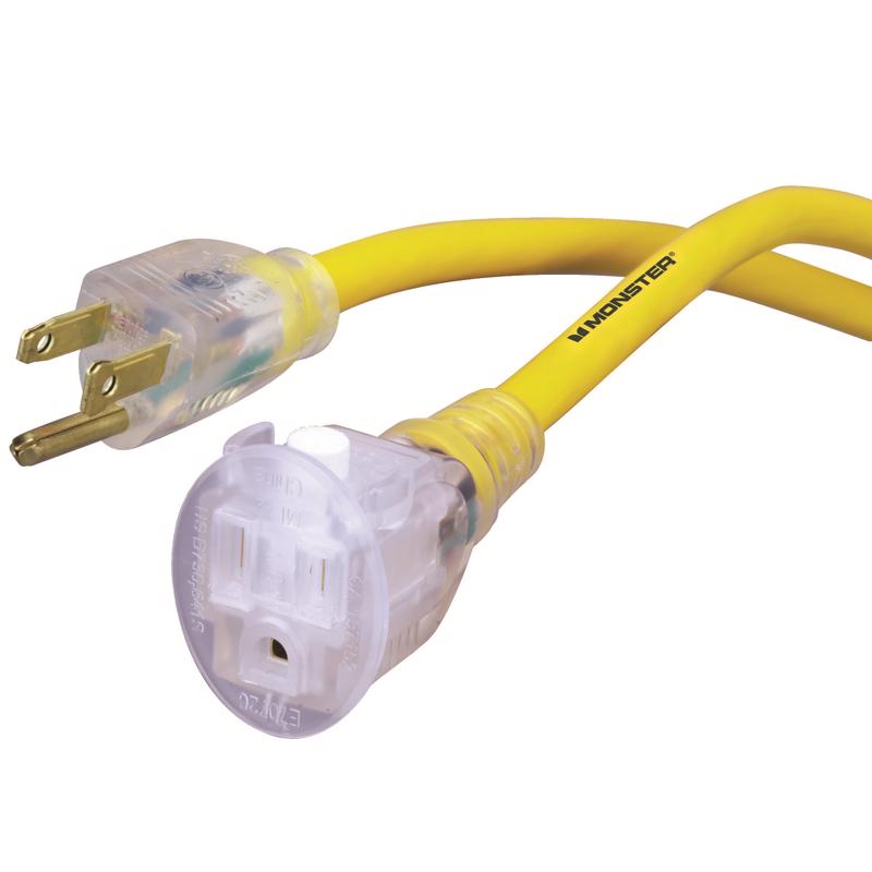 Monster Just Power It Up Outdoor 50 ft. L Yellow Extension Cord 12/3 SJTW