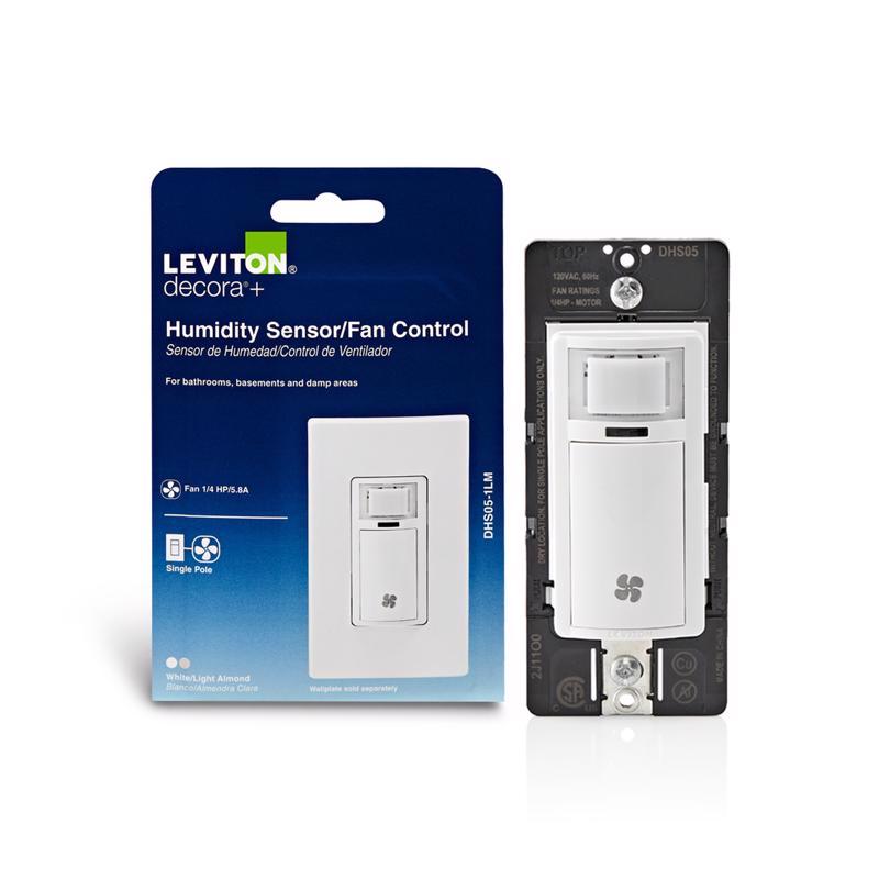 Leviton Decora 3 amps Single Pole Single Pole Humidity Sensor/Fan Control White 1 pk