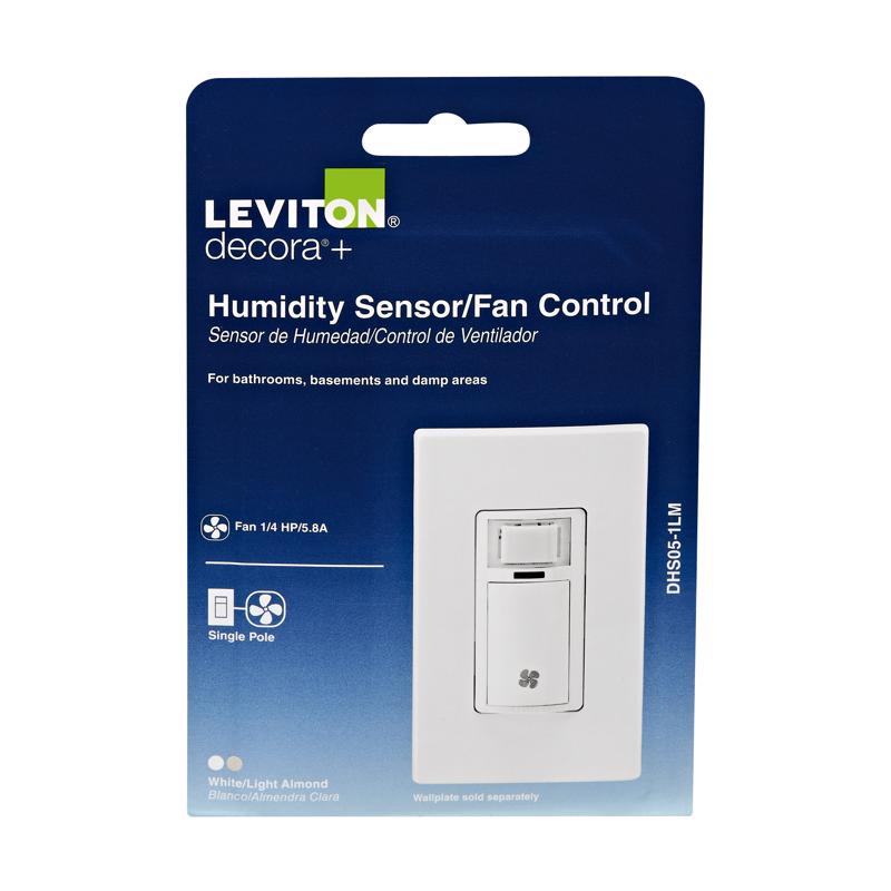 Leviton Decora 3 amps Single Pole Single Pole Humidity Sensor/Fan Control White 1 pk